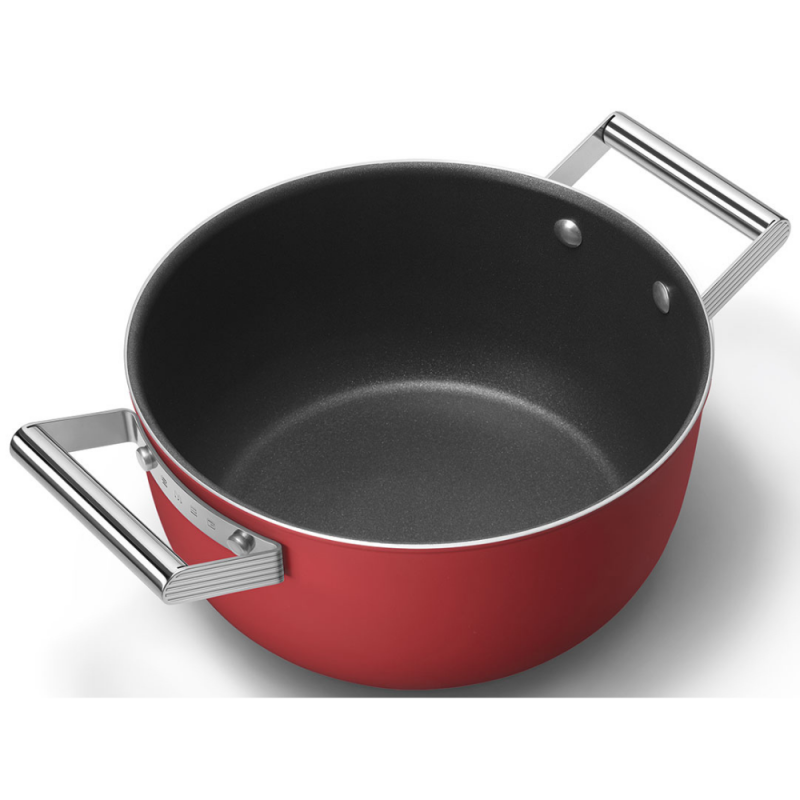 Κατσαρόλα SMEG CKFC2411RDM, 4,8 λ, Ø24 εκ., Τεφλόν επίστρωση, Έως 250 °C, Επαγωγή, Κόκκινη