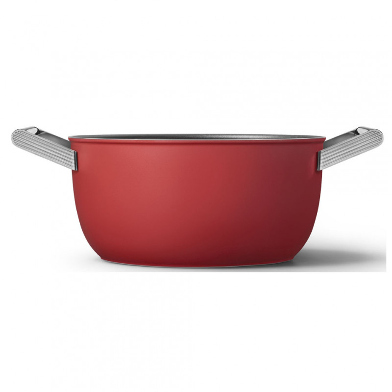 Κατσαρόλα SMEG CKFC2411RDM, 4,8 λ, Ø24 εκ., Τεφλόν επίστρωση, Έως 250 °C, Επαγωγή, Κόκκινη