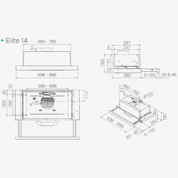 Εντοιχισμένος απορροφητήρας Elica Elite 14 Lux GRVTWH 60, 121 W, 60 εκ., Κατηγορία D, 304 μ3/ώρα, φωτισμός LED, Γκρι/Λευκό