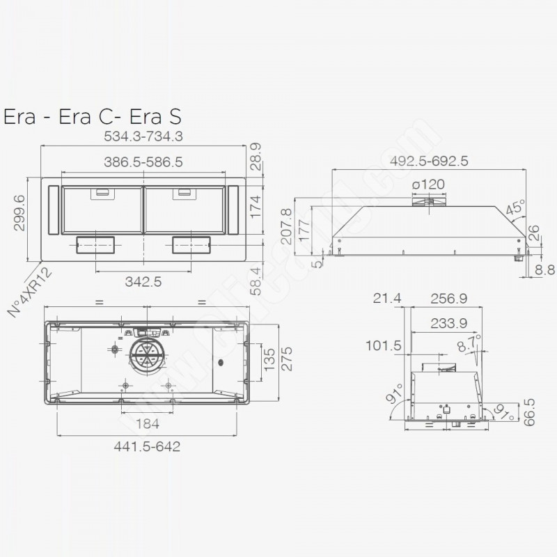 Εντοιχισμένος απορροφητήρας Elica Era C IX 52, 146 W, 52 εκ., Κατηγορία D, 368 μ3/ώρα, φωτισμός LED, ανοξείδωτο