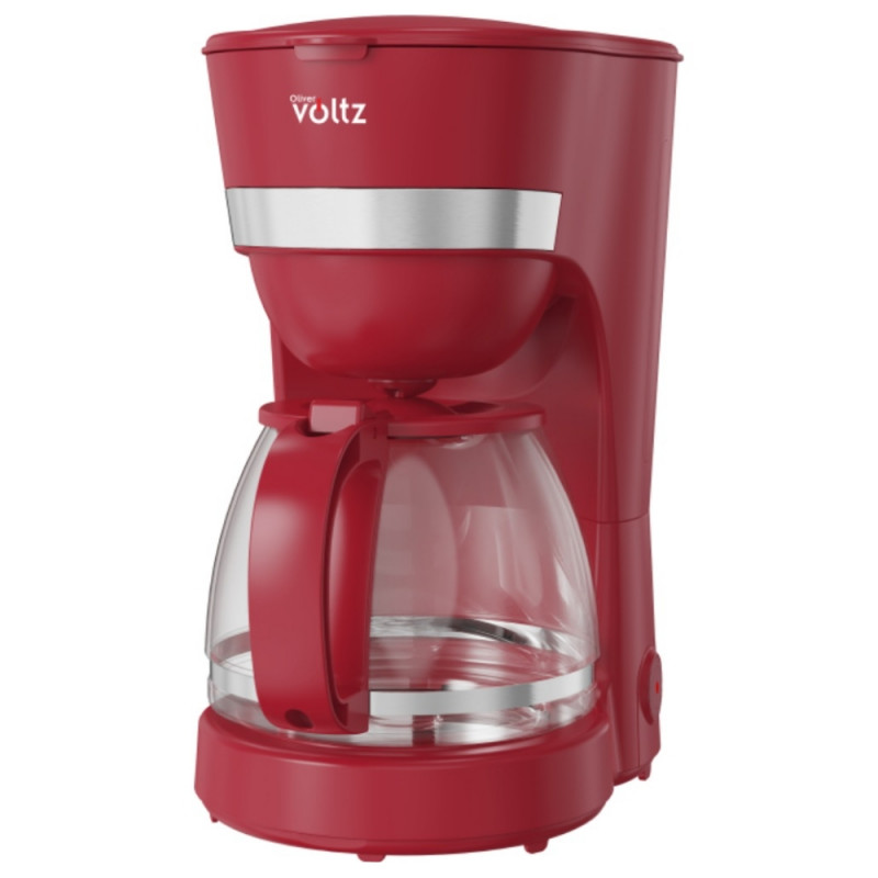 Καφετιέρα Oliver Voltz OV51170WN, 600 W, 1,25 λ, Σύστημα κατά της στάγδην, Διαφανής δεξαμενή νερού, Κόκκινη
