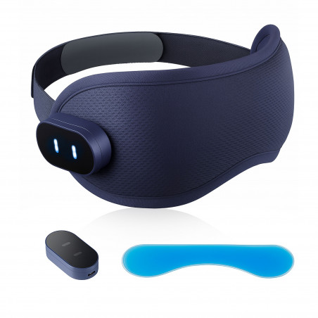 Συσκευή μασάζ για τα μάτια Medivon Horizon HYPNOS, 6 W, Λειτουργία θέρμανσης και ψύξης, Δονήσεις, Μειώνει τη μυϊκή ένταση, Bluetooth, Σκούρο μπλε