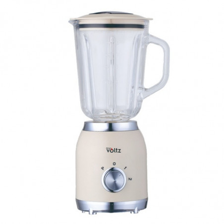 Μπλέντερ Voltz OV51162G, 600 W, 1,5 λίτρα, 2 ταχύτητες + λειτουργία Pulse, γυάλινη κανάτα, κρεμ