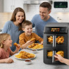 Διπλή φριτέζα με ζεστό αέρα Just Perfecto JP-AF10DB, 2600 W, 10 λίτρα, 10 προγράμματα, 80-200 °C, Rapid Hot Air Circulation, Συγχρονισμένο μαγείρεμα, Μαύρο