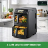 Διπλή φριτέζα με ζεστό αέρα Just Perfecto JP-AF10DB, 2600 W, 10 λίτρα, 10 προγράμματα, 80-200 °C, Rapid Hot Air Circulation, Συγχρονισμένο μαγείρεμα, Μαύρο