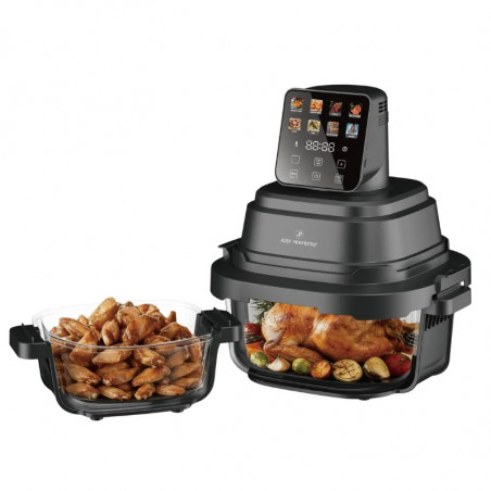 Φριτέζα με ζεστό αέρα Just Perfecto JP-AF4GL, 1500 W, 1,5/4 λίτρα, 8 προγράμματα, 80-200 °C, κυκλοφορία ζεστού αέρα 360°, θερμοανθεκτική γυάλινη κατασκευή, μαύρο