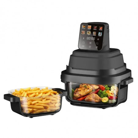 Φριτέζα με ζεστό αέρα Just Perfecto JP-AF4GL, 1500 W, 1,5/4 λίτρα, 8 προγράμματα, 80-200 °C, κυκλοφορία ζεστού αέρα 360°, θερμοανθεκτική γυάλινη κατασκευή, μαύρο