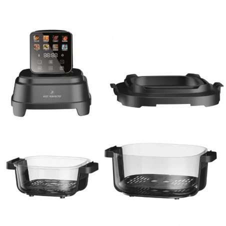 Φριτέζα με ζεστό αέρα Just Perfecto JP-AF4GL, 1500 W, 1,5/4 λίτρα, 8 προγράμματα, 80-200 °C, κυκλοφορία ζεστού αέρα 360°, θερμοανθεκτική γυάλινη κατασκευή, μαύρο