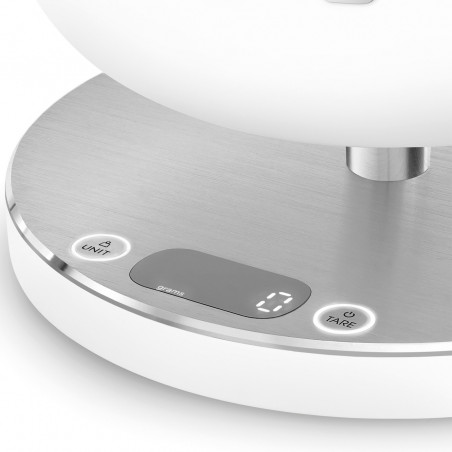 Ζυγαριά κουζίνας Smeg Collezione KSC01WHMWW, Έως 5 kg/5 l, ΤΑΡΑ, Οθόνη LED, Αντιολισθητική βάση, Αυτονομία έως 36 ώρες, Λευκό ματ
