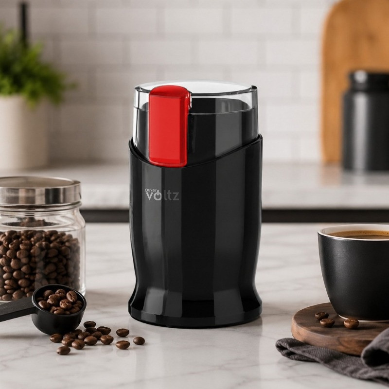 Καφετιέρα Oliver Voltz OV51172C, 150 W, 60 γρ., Σύστημα ασφαλείας, Ατσάλινα μαχαίρια, Μαύρο