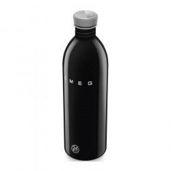Μπουκάλι Smeg Urban WBF02BL, 1 λίτρο, Αεροστεγές κλείσιμο, Χωρίς BPA, Ανοξείδωτο ατσάλι, Μαύρο