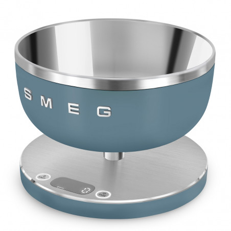 Ζυγός κουζίνας Smeg Collezione KSC01SBMWW, Έως 5 kg/5 l, ΤΑΡΑ, Οθόνη LED, Αντιολισθητική βάση, Αυτονομία έως 36 ώρες, Μπλε καταιγίδας