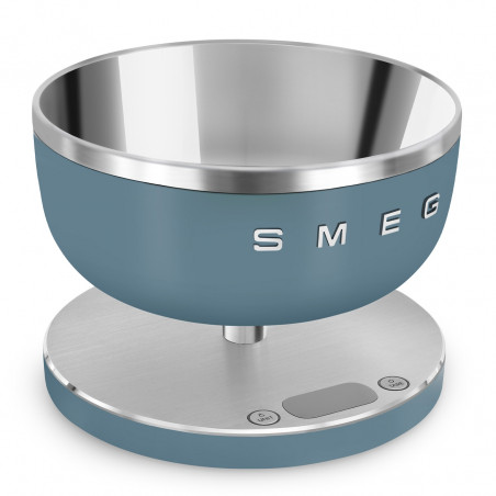 Ζυγός κουζίνας Smeg Collezione KSC01SBMWW, Έως 5 kg/5 l, ΤΑΡΑ, Οθόνη LED, Αντιολισθητική βάση, Αυτονομία έως 36 ώρες, Μπλε καταιγίδας