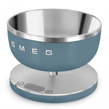 Ζυγός κουζίνας Smeg Collezione KSC01SBMWW, Έως 5 kg/5 l, ΤΑΡΑ, Οθόνη LED, Αντιολισθητική βάση, Αυτονομία έως 36 ώρες, Μπλε καταιγίδας