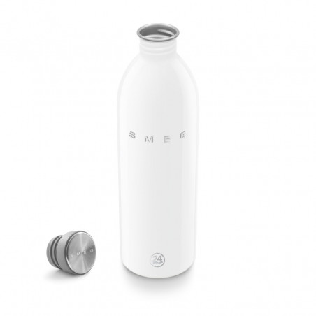 Μπουκάλι Smeg Urban WBF02WH, 1 λίτρο, Αεροστεγές κλείσιμο, Χωρίς BPA, Ανοξείδωτο ατσάλι, Λευκό