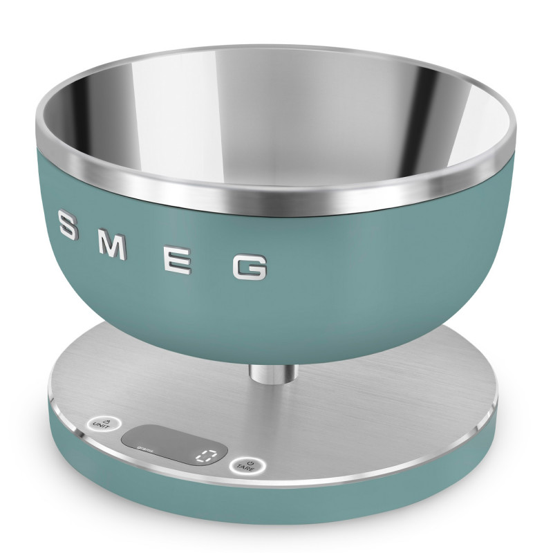 Ζυγός κουζίνας Smeg Collezione KSC01EGMWW, Έως 5 kg/5 l, ΤΑΡΑ, Οθόνη LED, Αντιολισθητική βάση, Αυτονομία έως 36 ώρες, Σμαραγδένιο πράσινο