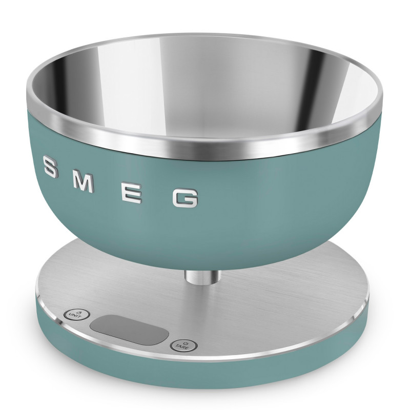 Ζυγός κουζίνας Smeg Collezione KSC01EGMWW, Έως 5 kg/5 l, ΤΑΡΑ, Οθόνη LED, Αντιολισθητική βάση, Αυτονομία έως 36 ώρες, Σμαραγδένιο πράσινο