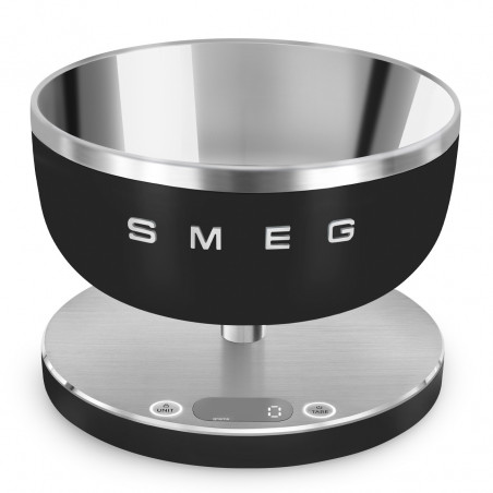 Ζυγός κουζίνας Smeg Collezione KSC01BLMWW, Έως 5 kg/5 l, ΤΑΡΑ, Οθόνη LED, Αντιολισθητική βάση, Αυτονομία έως 36 ώρες, Μαύρο ματ