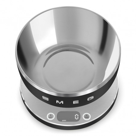 Ζυγός κουζίνας Smeg Collezione KSC01BLMWW, Έως 5 kg/5 l, ΤΑΡΑ, Οθόνη LED, Αντιολισθητική βάση, Αυτονομία έως 36 ώρες, Μαύρο ματ