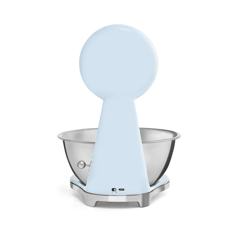 Ζυγός κουζίνας Smeg KSF01PBWW, Αναλογική και ψηφιακή οθόνη, Έως 5 kg/5 l, ΤΑΡΑ, Οθόνη LED, Αντιολισθητική βάση, Αυτονομία έως 36 ώρες, Παστέλ μπλε