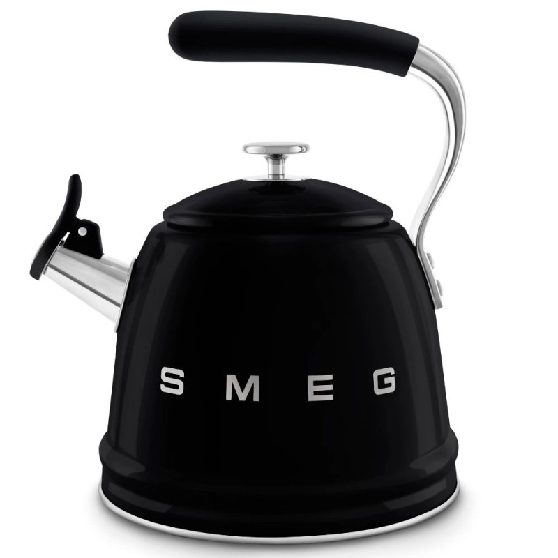 Βραστήρας με σφυρίχτρα Smeg CKLW2001BL, 2,3 λίτρα, επαγωγική εστία, λαβή που δεν ζεσταίνεται, μαύρος