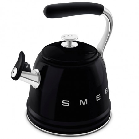 Βραστήρας με σφυρίχτρα Smeg CKLW2001BL, 2,3 λίτρα, επαγωγική εστία, λαβή που δεν ζεσταίνεται, μαύρος