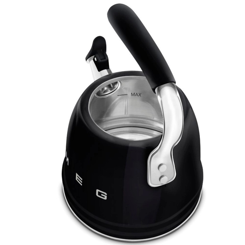 Βραστήρας με σφυρίχτρα Smeg CKLW2001BL, 2,3 λίτρα, επαγωγική εστία, λαβή που δεν ζεσταίνεται, μαύρος