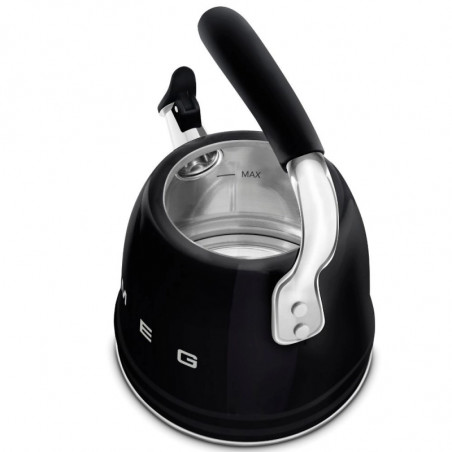 Βραστήρας με σφυρίχτρα Smeg CKLW2001BL, 2,3 λίτρα, επαγωγική εστία, λαβή που δεν ζεσταίνεται, μαύρος