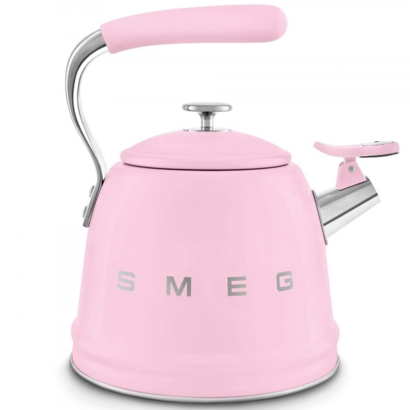 Βραστήρας με σφυρίχτρα Smeg WKF01PK, 2,3 λίτρα, επαγωγή, λαβή που δεν ζεσταίνεται, ανοξείδωτο, ροζ