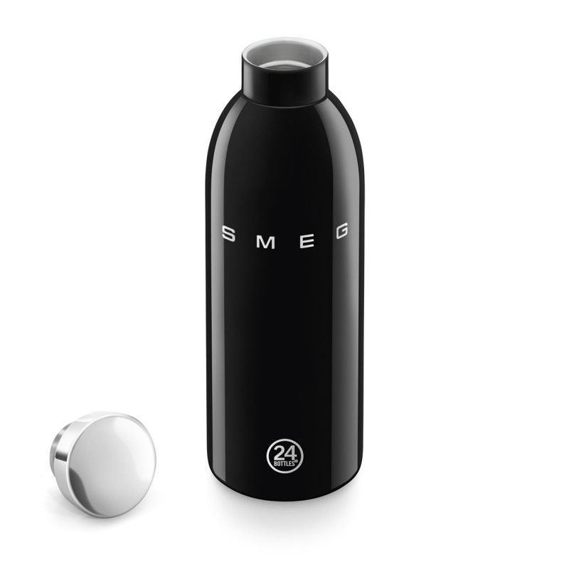 Θερμός SMEG Clima 50's Style WBF01BL, 500 ml, Ερμητικό κλείσιμο, Διπλοτοιχωτός, Ανοξείδωτο ατσάλι 18/8, Μαύρος