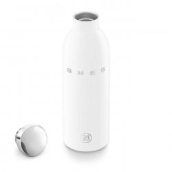 Θερμός SMEG Clima 50's Style WBF01WH, 500 ml, Αεροστεγές κλείσιμο, Διπλοτοιχωτός, Ανοξείδωτο ατσάλι 18/8, Λευκό