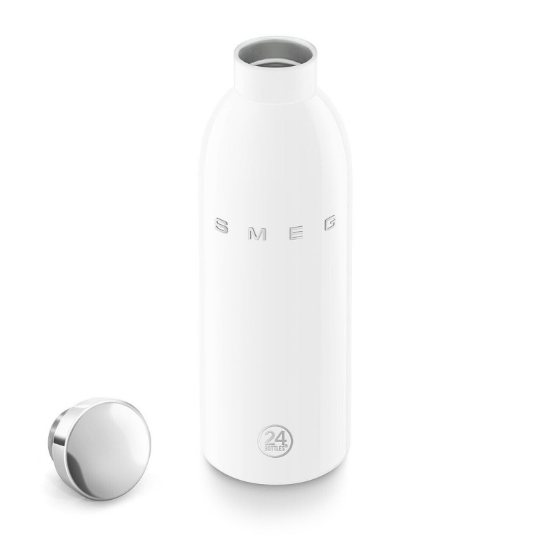Θερμός SMEG Clima 50's Style WBF01WH, 500 ml, Αεροστεγές κλείσιμο, Διπλοτοιχωτός, Ανοξείδωτο ατσάλι 18/8, Λευκό