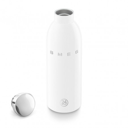 Θερμός SMEG Clima 50's Style WBF01WH, 500 ml, Αεροστεγές κλείσιμο, Διπλοτοιχωτός, Ανοξείδωτο ατσάλι 18/8, Λευκό