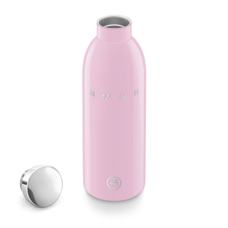 Θερμός SMEG Clima 50's Style WBF01PK, 500 ml, Αεροστεγές κλείσιμο, Διπλό τοίχωμα, Ανοξείδωτο ατσάλι 18/8, Ροζ