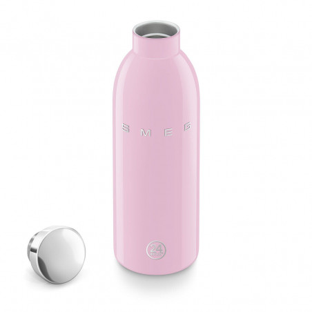 Θερμός SMEG Clima 50's Style WBF01PK, 500 ml, Αεροστεγές κλείσιμο, Διπλό τοίχωμα, Ανοξείδωτο ατσάλι 18/8, Ροζ