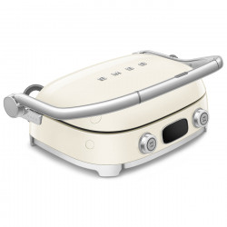 Πολυλειτουργική ψησταριά SMEG 50's Style MGF01CREU, 2100 W, 60-230 °C, 3 προγράμματα, κεραμική επίστρωση, δίσκος συλλογής λιπαρών, ηχητική ειδοποίηση, χρονοδιακόπτης, κρεμ
