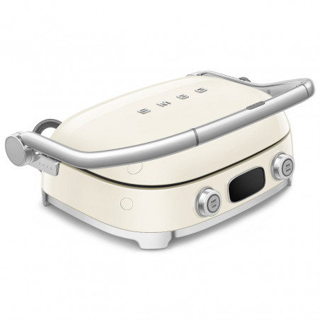 Πολυλειτουργική ψησταριά SMEG 50's Style MGF01CREU, 2100 W, 60-230 °C, 3 προγράμματα, κεραμική επίστρωση, δίσκος συλλογής λιπαρών, ηχητική ειδοποίηση, χρονοδιακόπτης, κρεμ