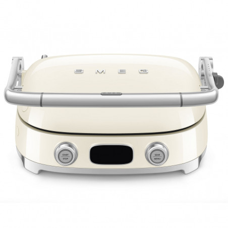 Πολυλειτουργική ψησταριά SMEG 50's Style MGF01CREU, 2100 W, 60-230 °C, 3 προγράμματα, κεραμική επίστρωση, δίσκος συλλογής λιπαρών, ηχητική ειδοποίηση, χρονοδιακόπτης, κρεμ