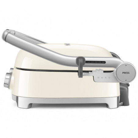 Πολυλειτουργική ψησταριά SMEG 50's Style MGF01CREU, 2100 W, 60-230 °C, 3 προγράμματα, κεραμική επίστρωση, δίσκος συλλογής λιπαρών, ηχητική ειδοποίηση, χρονοδιακόπτης, κρεμ