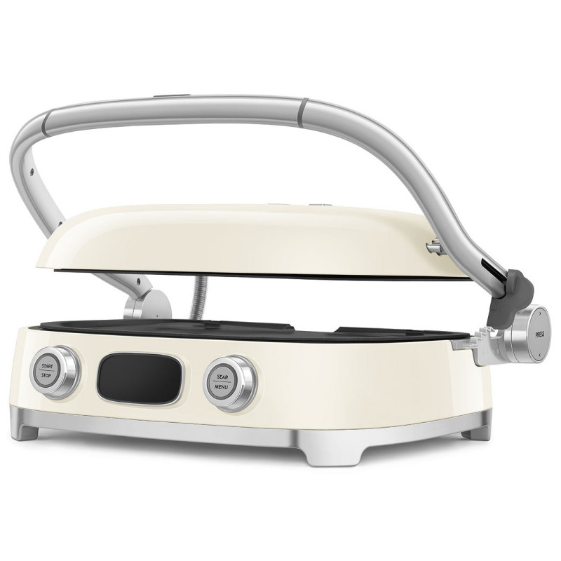 Πολυλειτουργική ψησταριά SMEG 50's Style MGF01CREU, 2100 W, 60-230 °C, 3 προγράμματα, κεραμική επίστρωση, δίσκος συλλογής λιπαρών, ηχητική ειδοποίηση, χρονοδιακόπτης, κρεμ