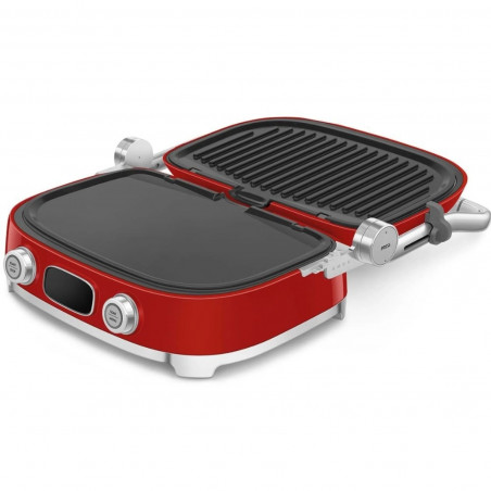 Πολυλειτουργική ψησταριά SMEG 50's Style MGF01RDEU, 2100 W, 60-230 °C, 3 προγράμματα, κεραμική επίστρωση, δίσκος αποστράγγισης, ηχητική ειδοποίηση, χρονοδιακόπτης, κόκκινο