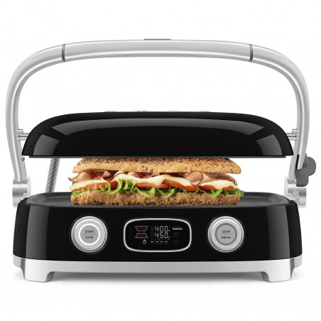 Ηλεκτρική ψησταριά Smeg MGF01BLEU, 2000 W, 60-230 °C, οθόνη LCD, 4 ανταλλακτικά εξαρτήματα, χρονοδιακόπτης 60 λεπτών, μαύρο