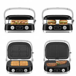 Ηλεκτρική ψησταριά Smeg MGF01BLEU, 2000 W, 60-230 °C, οθόνη LCD, 4 ανταλλακτικά εξαρτήματα, χρονοδιακόπτης 60 λεπτών, μαύρο