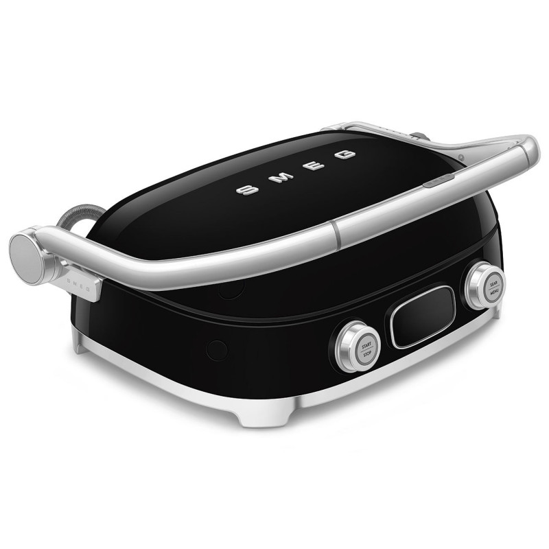 Ηλεκτρική ψησταριά Smeg MGF01BLEU, 2000 W, 60-230 °C, οθόνη LCD, 4 ανταλλακτικά εξαρτήματα, χρονοδιακόπτης 60 λεπτών, μαύρο