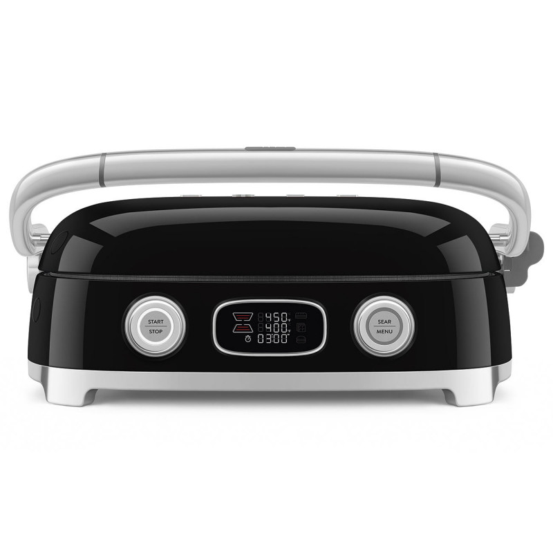 Ηλεκτρική ψησταριά Smeg MGF01BLEU, 2000 W, 60-230 °C, οθόνη LCD, 4 ανταλλακτικά εξαρτήματα, χρονοδιακόπτης 60 λεπτών, μαύρο