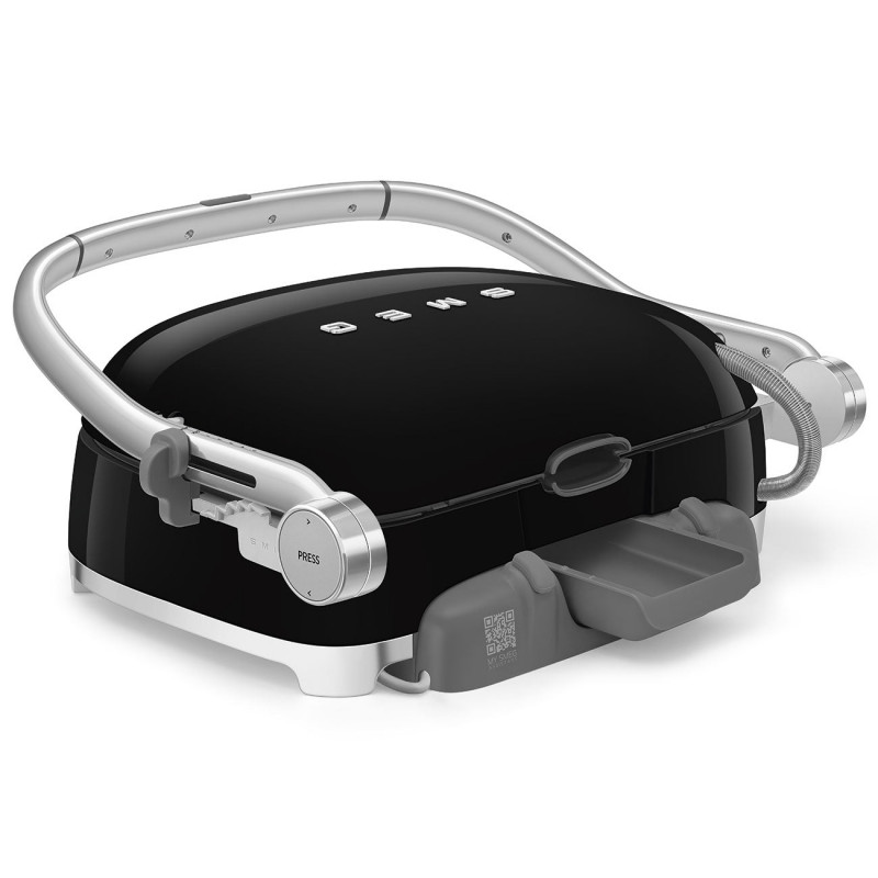 Ηλεκτρική ψησταριά Smeg MGF01BLEU, 2000 W, 60-230 °C, οθόνη LCD, 4 ανταλλακτικά εξαρτήματα, χρονοδιακόπτης 60 λεπτών, μαύρο
