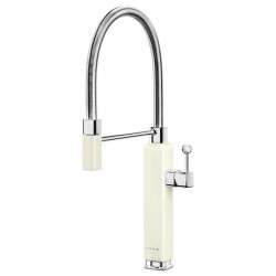 Ημι-επαγγελματική βρύση Smeg MDF50CR, 5 bar, Αποσπώμενο ακροφύσιο, Στόμιο που περιστρέφεται κατά 360°, Χρώμα κρεμ
