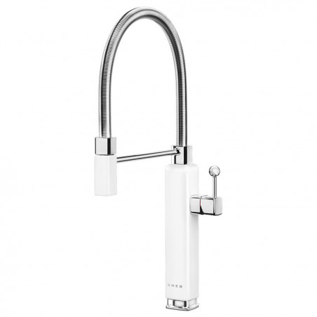 Ημι-επαγγελματική μπαταρία νερού Smeg MDF50WH, 5 bar, Αποσπώμενο ακροφύσιο, Στόμιο που περιστρέφεται κατά 360°, Λευκό