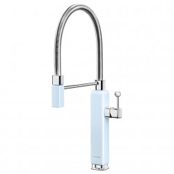 Ημι-επαγγελματική βρύση Smeg MDF50PB, 5 bar, Αποσπώμενο ακροφύσιο, Στόμιο που περιστρέφεται κατά 360°, Μπλε παστέλ