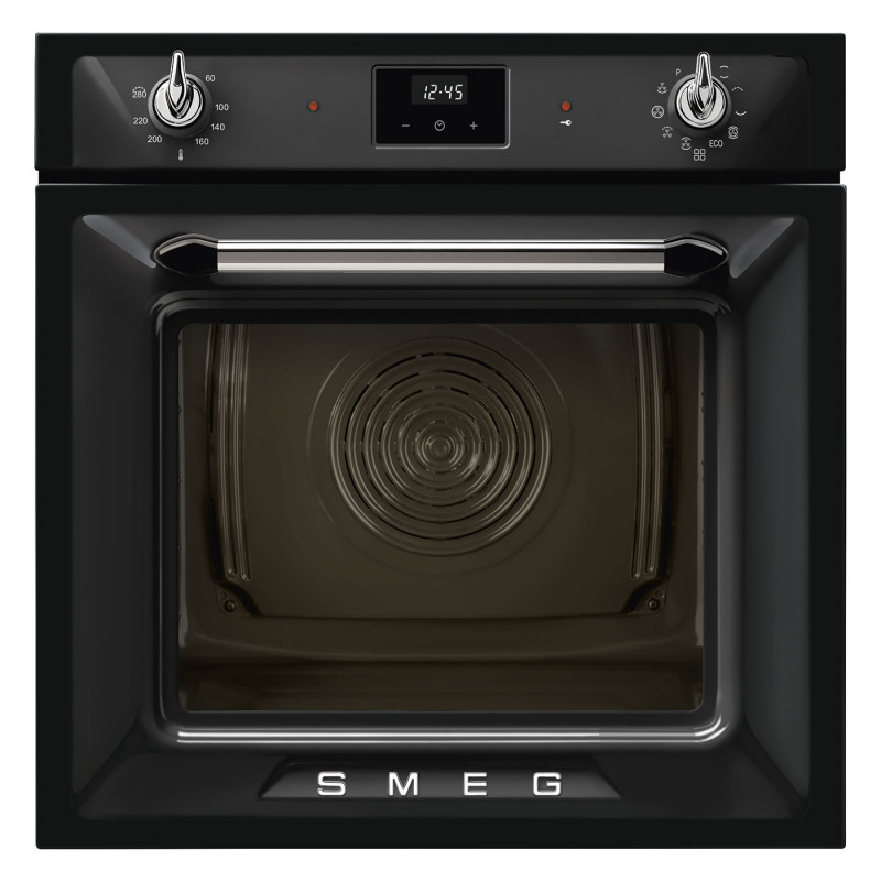 Εντοιχιζόμενος φούρνος Smeg SOP6900TN, 3000 W, 68 λίτρα, Κατηγορία Α, 9 λειτουργίες και 5 επίπεδα ψησίματος, Αυτοκαθαρισμός, Χρονοδιακόπτης, 30-280 °C, Μαύρος